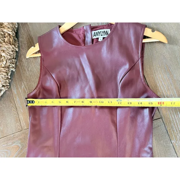 Amylynn Faux Leather Mini Dress Womens‎ Burgundy Size Small - Image 7