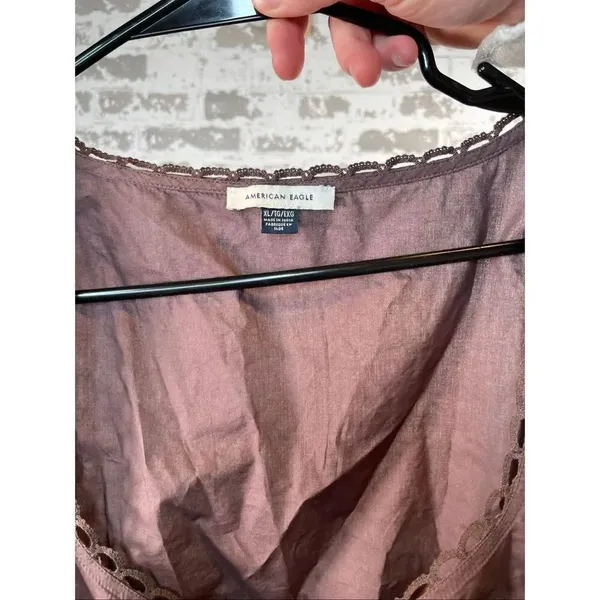 American Eagle | women brown tie front cotton tank top - Image 2