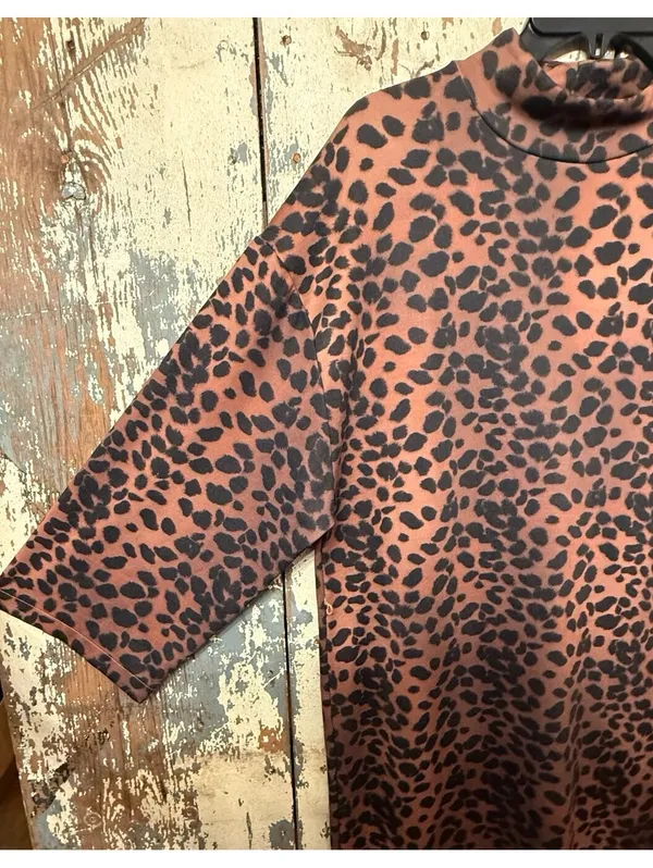 ZARA Woman Animal Leopard Print Mock Neck Stretchy Maxi Dress Large - Image 2
