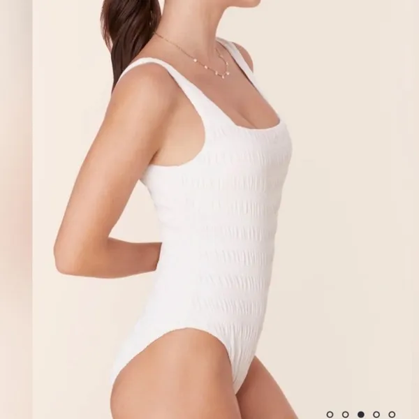 Andie Miami One Piece Smocked Swimsuit White size S cottagecore - Image 2