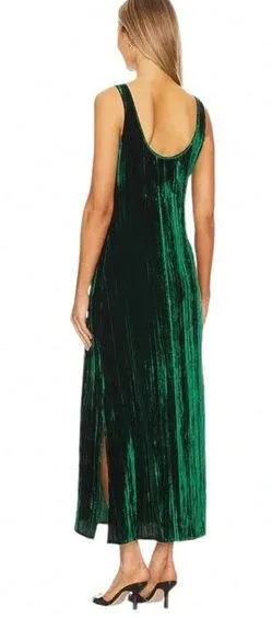 Enza Costa Silk Blend Textured Velvet Tank Green Maxi Dress Womens Size Small - Image 2