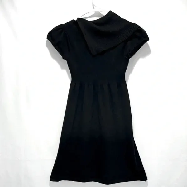 Imperfect black‎ mini sweater dress ribbed top cute buttons stretchy XXS XS - Image 2