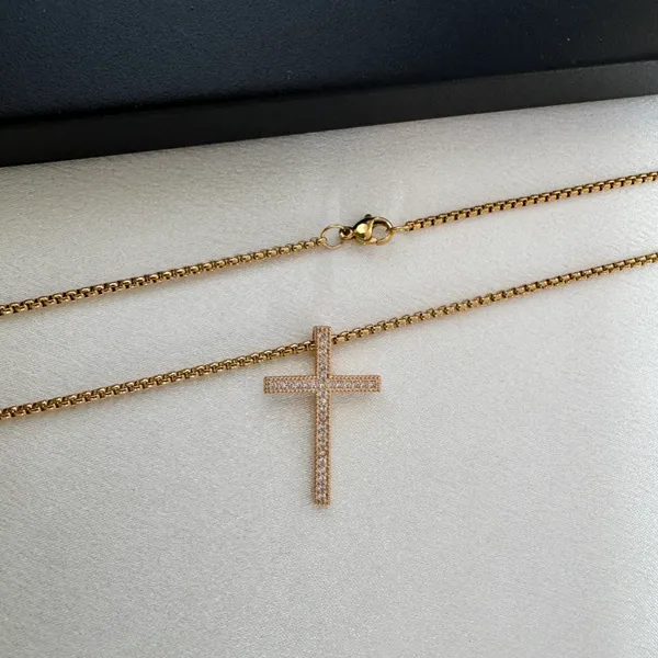 CZ Cross Pendant Necklace for Men Women,Streetwear Punk Hip Hop Unisex Style - Image 3