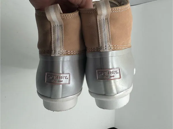 Sperry Waterproof Saltwater 2 Eye Duck Boots‎ pink silver size 8.5 rainboot - Image 5
