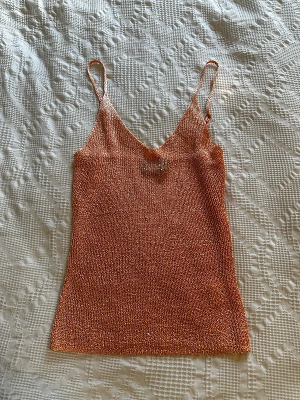 White Fox Boutique Love Galore Sequin Knit Top Peach - Image 3