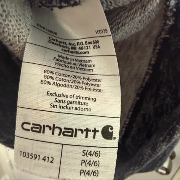 Carhartt Women's Small 4/6 Heathered Navy Hoodie Sweatshirt - Image 5