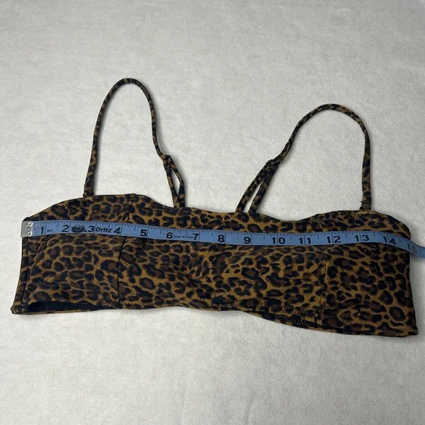 Kendall +‎ Kylie Leopard Print Bandeau Bikini Top Brown Large - Image 5