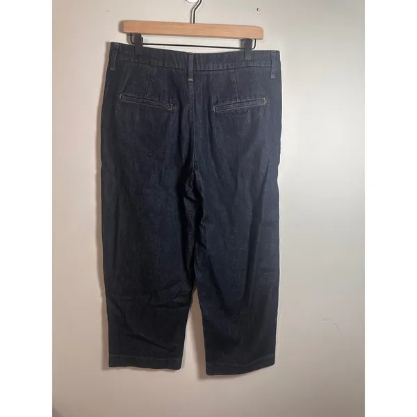 Banana Republic Mid-Rise Straight Pleated Denim Cropped Trousers‎ Indigo 31/12 - Image 4