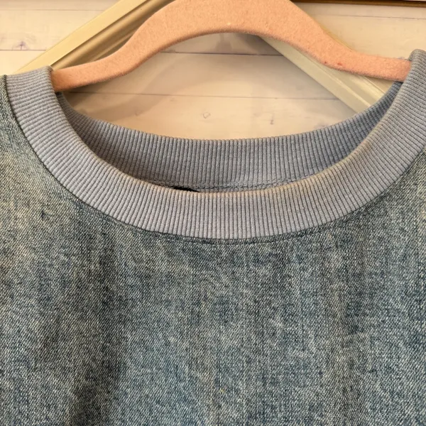 FATE‎ Distressed Denim Sweatshirt, Size large Blue - Image 4