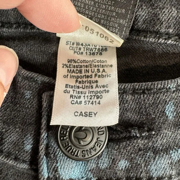 True Religion Casey Jeans Sz 25 Black & Blue Snakeskin Skinny‎ Stretch - Image 11