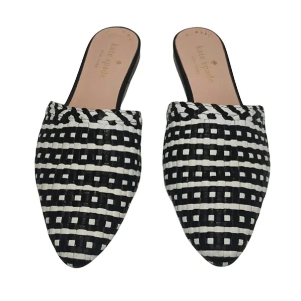 Kate spade Letaher black and white mule sz 6.5 - Image 2