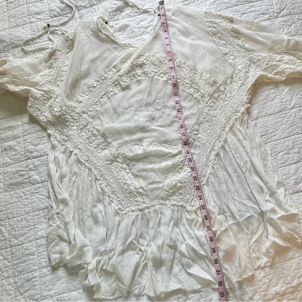 Free People Layered In Lace Swing Dress Tunic Ivory White Small - Image 6