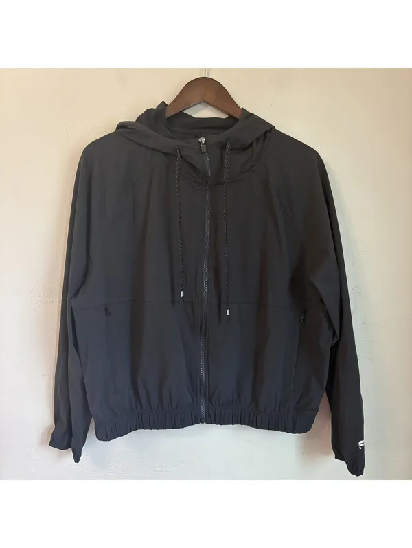 Fabletics One Black Full Zip Hooded Activewear Windbreaker Jacket Women’s Medium - Image 3
