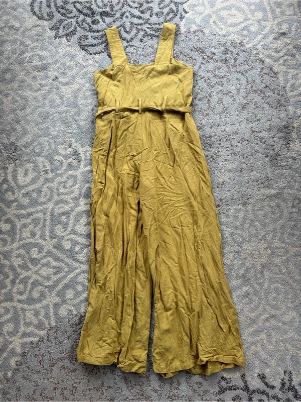 Farrow Willy Buttoned Linen Jumpsuit Mustard Medium Yellow - Image 5