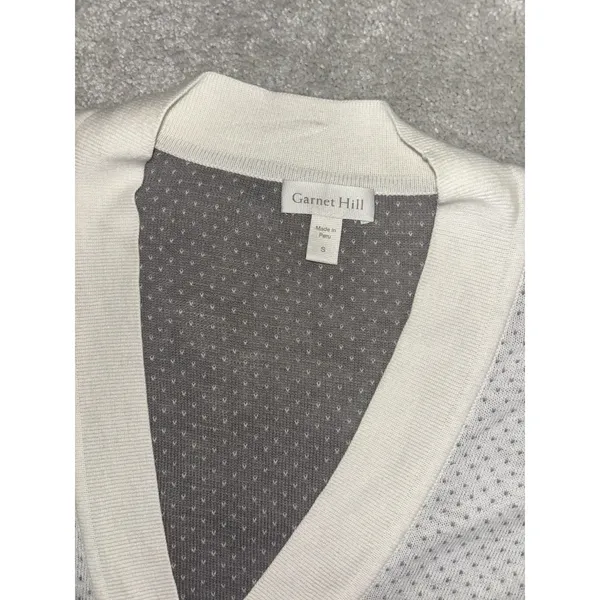 Garnet Hill White Tendu Surplice Neckline Pima Cotton Wrap Front Sweater size S - Image 6