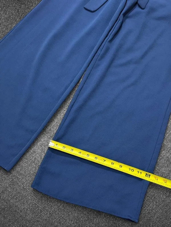 Papaya Navy Blue High Waist Wide Leg Tie Waist Pants - Image 7