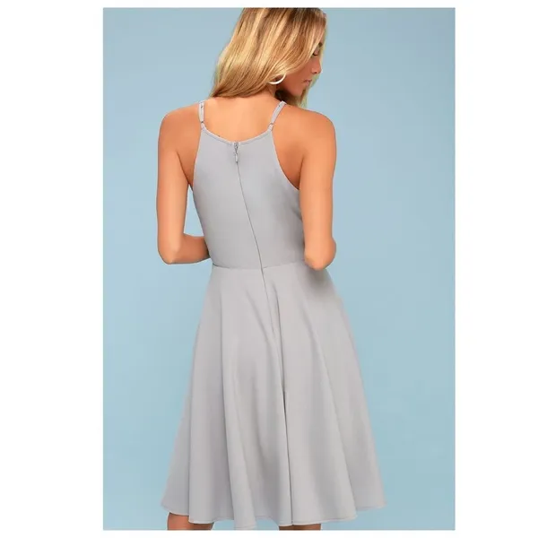 NWT Lulu’s Irresistible Charm Grey Fit & Flare MIDI A-Line Dress - Image 2