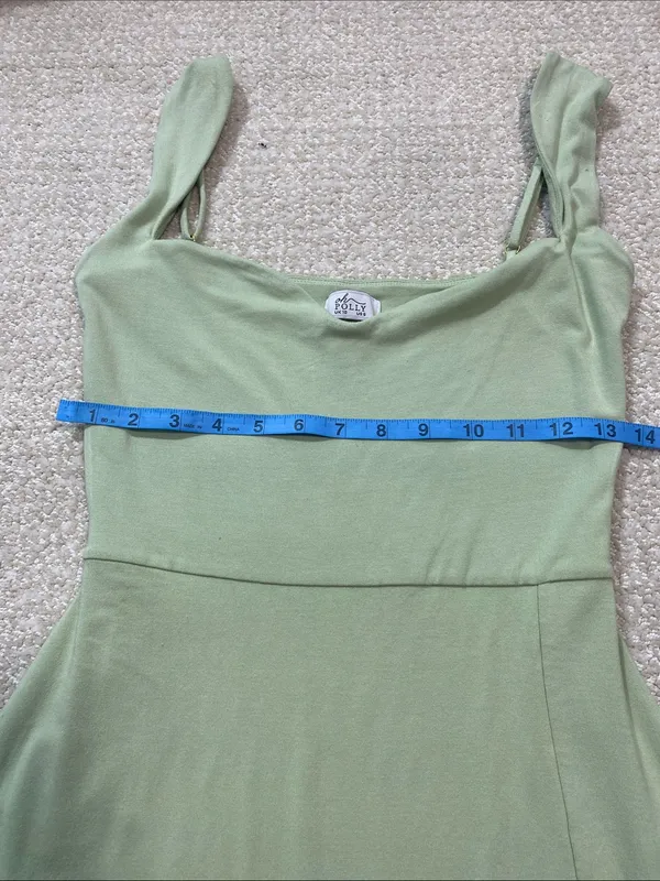 Oh Polly Light Green Square Neck Mini Dress Size Us6 92% Modal 8% Elastane - Image 13