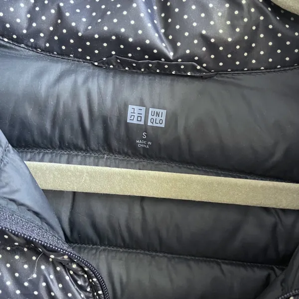 Uniqlo Ultra Light Down Jacket‎ Womens S Navy Polka Dot Puffer Full Zip Packable - Image 2