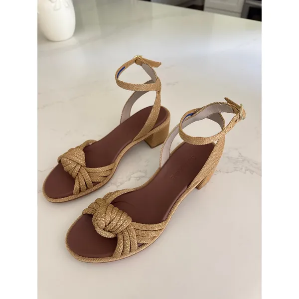 ROTHY'S The Knot Heeled Sandals in Golden Sun Size 6.5 - Image 4