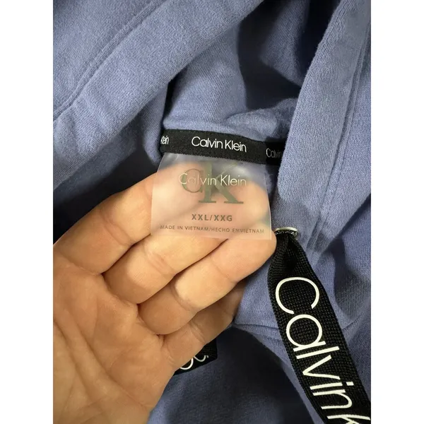 CALVIN KLEIN‎ Spell Out Hoodie | 2XL | Jumper Top Sweatshirt Short Cropped Retro - Image 3