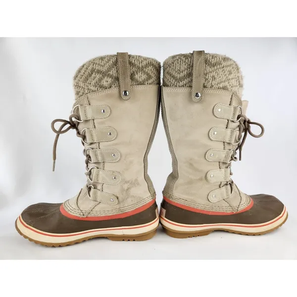 Sorel Joan Of Arctic Leather Boots Women SZ 10 Waterproof Thick Knit Snow Winter - Image 6