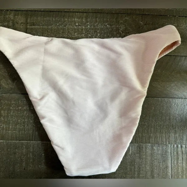 J.CREW NWT Ribbed high-rise cheeky bikini‎ bottom style BE808 Baby Pink Size M - Image 2