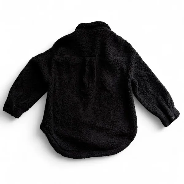Love Tree Black Cozy Fuzzy Sherpa Fleece Shacket (L) - Image 3