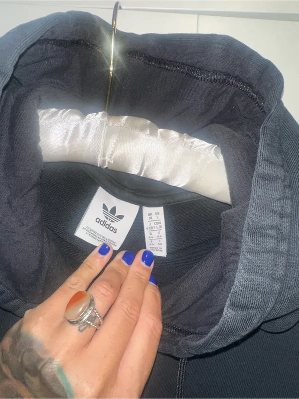Adidas Cropped Hoodie- Black+White - Image 2