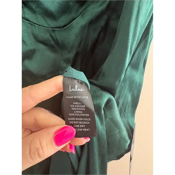 Lulus Extraordinary Presence Dark Green Satin Strapless Maxi Dress Size XS NWT - Image 12