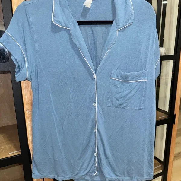 Eberjey gisele tencel modal pajamas shirt top short sleeve wedgewood relaxed - Image 2