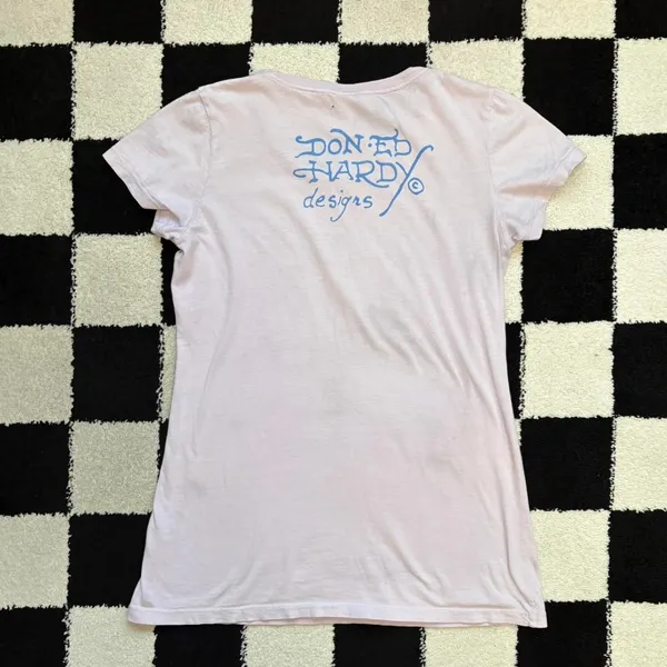 Y2K Ed Hardy Light Purple Cross Graphic Tee M - Image 2