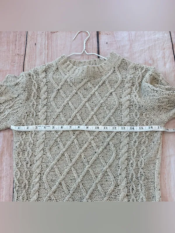 Line And Dot Revolve Beige Cable Knit Sweater Dress Size Small - Image 2