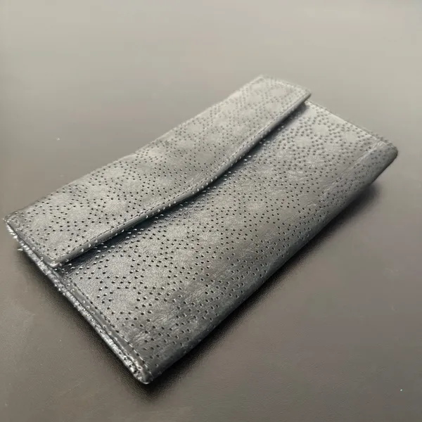 Lodis Black Leather Trifold Wallet Perforated‎ Flap Pocket Envelope Card Case ID - Image 8