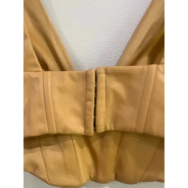 Zara Tan Faux Leather Corset Bustier Crop Top Going Out Size‎ Medium - Image 7