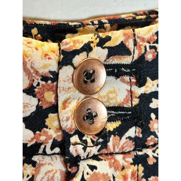 Anthropologie Floral Tapered Pants Womens 4 Black Orange Ankle Zip Boho Casual - Image 10