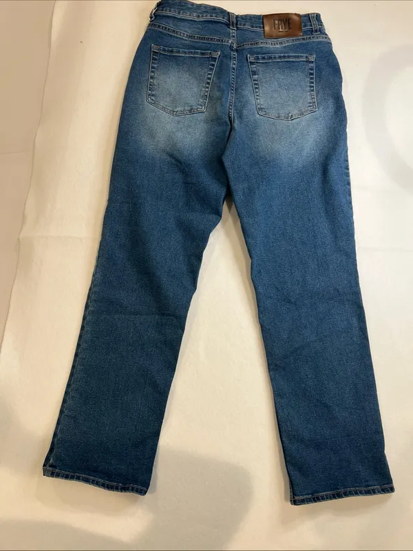 FRYE Women’s Blue Straight-Leg Denim Jeans size 4/27 slight distressed 5 pockets - Image 11