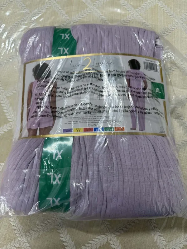 Live 2 Lounge 4-Piece Pointelle Knit Lounge Set V-Neck Button Pink Size XL - Image 7