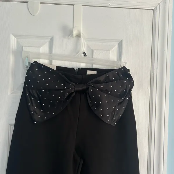 Maeve By Anthropologie The Colette Crop Bow Waist Sparkle Pants Sz 27 NWT - Image 2