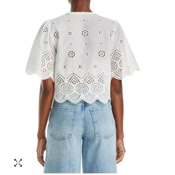 Lucy Paris Loray Embroidered Shirt white sz XS NWT $88 - Image 6