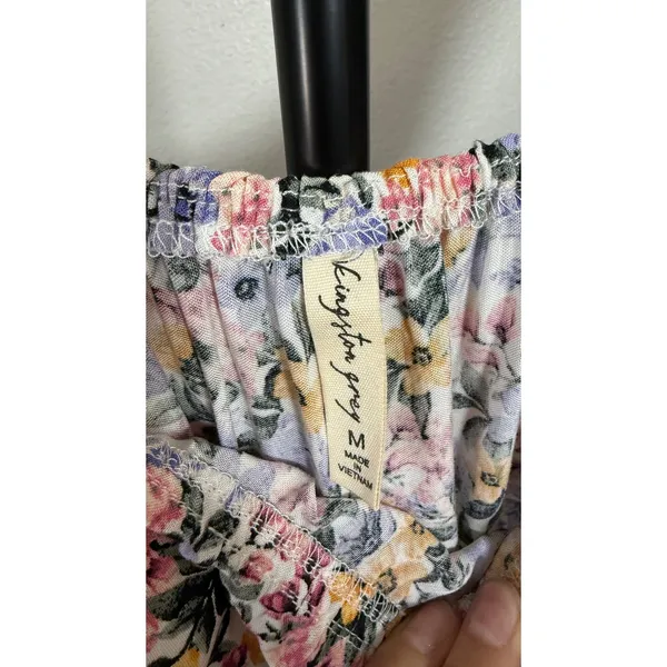Kingston Grey Floral Off The Shoulder High Low Maxi Dress Medium Tassel Waist - Image 4