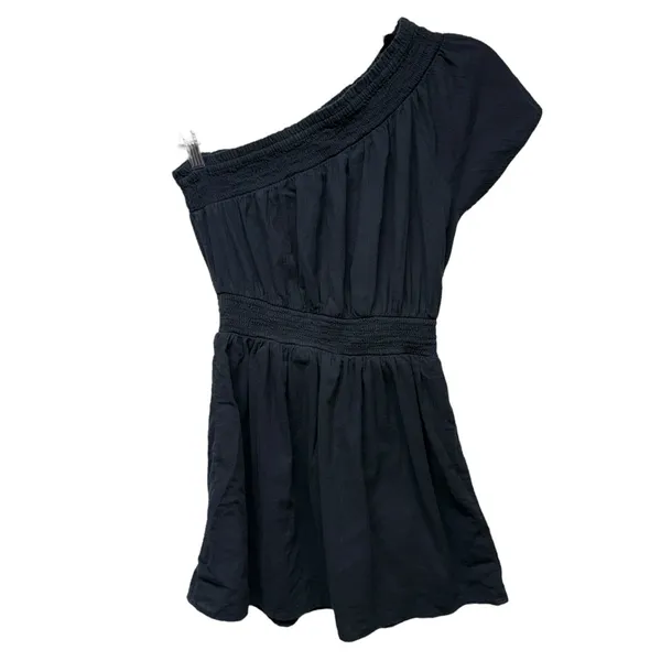 Aerie‎ Black One Shoulder Mini Dress Sz S Boho Ruffle Festival Coastal Beach - Image 3