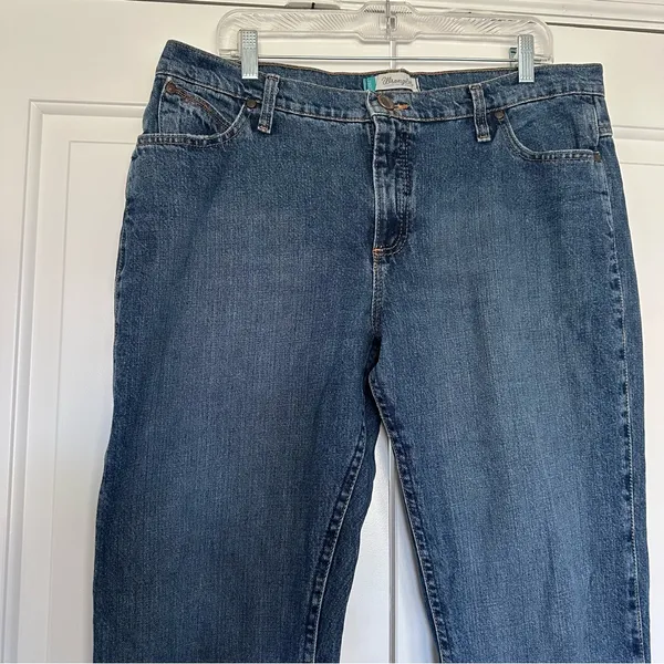 Wrangler Cash Waist Bootcut Blue Riding Jeans Womens‎ Sz 15/16 × 34 Cowgirl Cut - Image 6