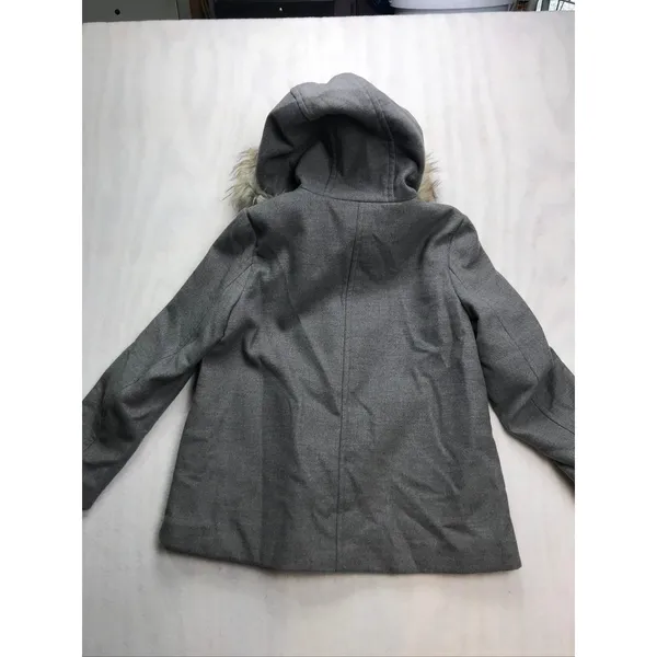 Zara Women‎ Gray Faux Fur Hood Toggle Coat Jacket Size M Classic minimalist - Image 9