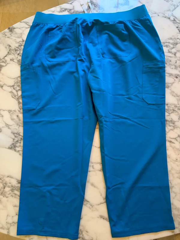 FIGS Yola Skinny Scrub Pants Blue with Silver Grey drawstring waistband Sz 6XLP - Image 3