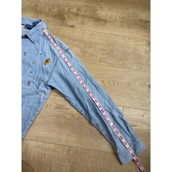 Winnie the Pooh Disney Store Vintage Embroidered Denim Shirt Sz M Hunny Pot - Image 7
