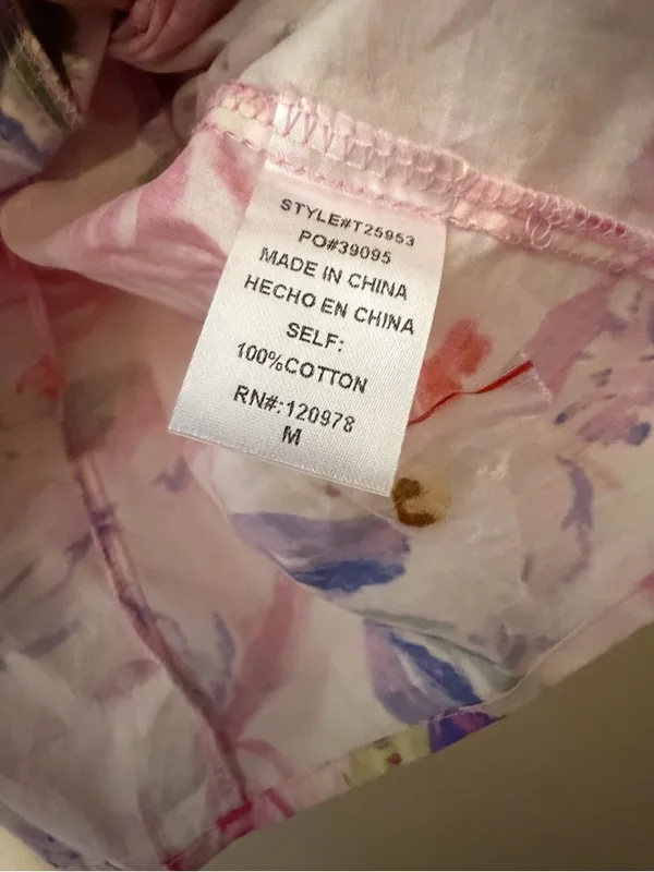 Entro Posh Pink Floral Ruffle Sleeve‎ Blouse Size Medium - Image 5