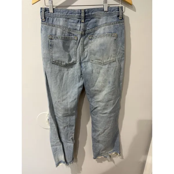 Free People We The Free Maggie Heavily Distressed Crop Jeans Size 27 Frayed Hem - Image 8