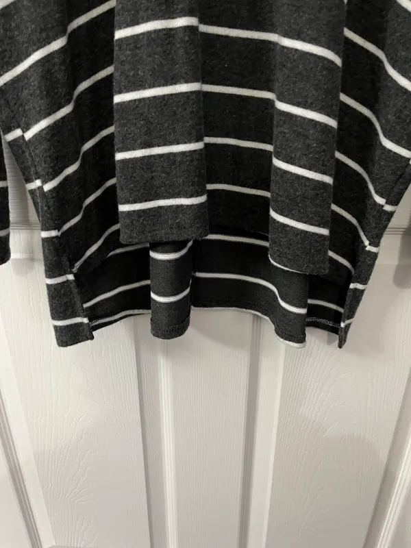 PaperMoon Oversized Medium Gray & White Striped Cowl Neck Tunic Top - Image 4