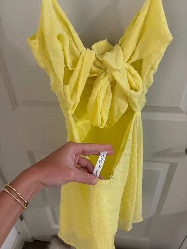 Yellow tie-front backless mini dress - Image 3